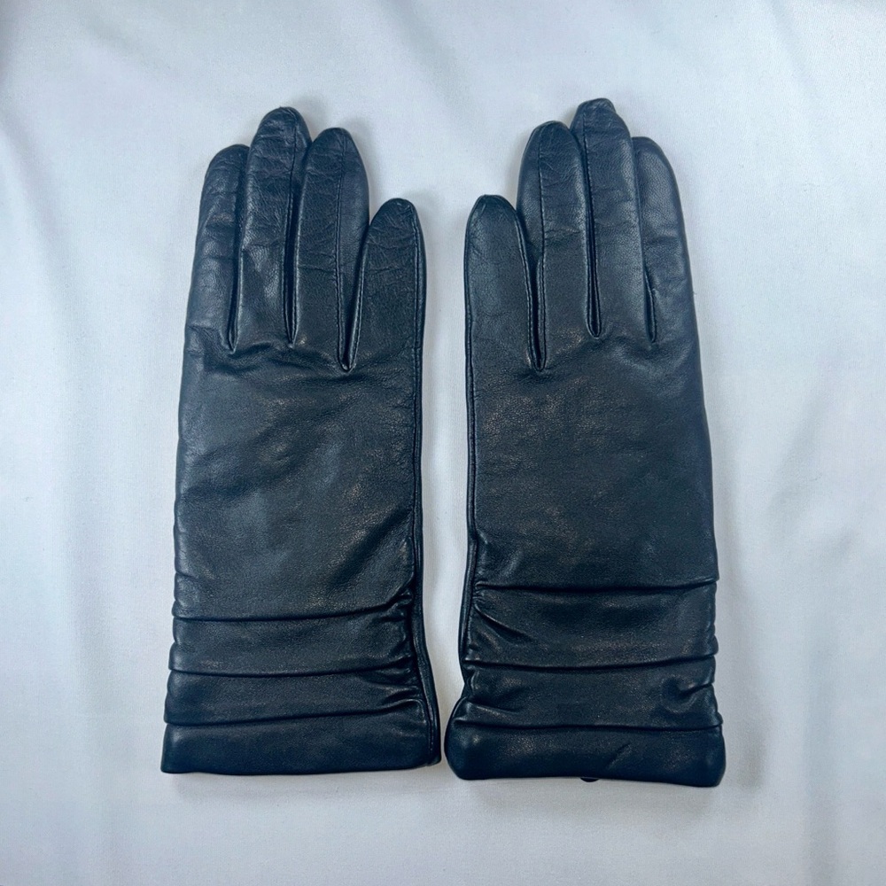 Charter Club Women’s Black Leather Gloves 6.5 | Cashmere Lined | Never Worn - Picture 3 of 7